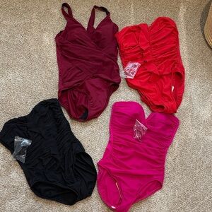 Miraclesuit One Piece Swimsuit Bundle- Red, Pink, Black, Burgundy